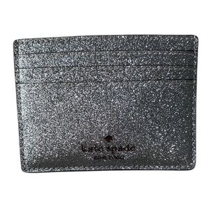 Kate Spade Lunar Light Silver Glitter Boxed Small Slim Card Holder